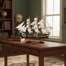 Display Case of Assorted Decorative Collectibles (Model Ship, Woven Baskets, Model Bicycle, Wooden Flute) — listing 3