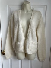 Fuzzy White Mohair/Angora Blend Knit Sweater