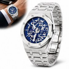 Skeleton Automatic Watch with Octagonal Case and Integrated Steel Bracelet (Audemars Piguet Royal Oak Homage/Replica)
