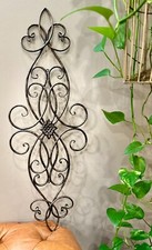 Pair of Wrought Iron Scroll Wall Sconces with Gold-Wash Oval Backplates Plug-in, tested working — listing 3