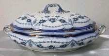 Vegetable-Motif Ceramic Serveware Set: Covered Tureen and Two Oval Platters Maker's mark / backstamp, listing 5