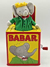 Vintage Tin Litho Elephant Chef Musical Jack-in-the-Box