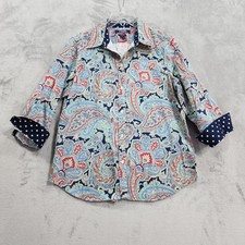 Chaps Pastel Paisley Print Ruffle Top, Size Small — listing 4
