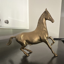Gilt Rearing Horse Sculpture on Wooden Base — listing 2