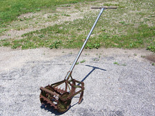 Antique Wooden Single-Wheel Push Plow / Garden Cultivator — listing 5