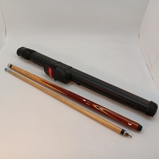 Vintage Two-Piece Jointed Pool Cue with Carved Wood Shaft and Mother-of-Pearl Inlay — listing 5
