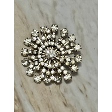 Vintage Rhinestone Starburst Clip-On Earrings, Red & Clear Crystals, Gold Tone — listing 6