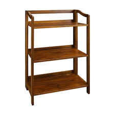 Folding 4-Tier Wooden Bookshelf with Mission-Style Slat Sides, Espresso Finish — listing 2