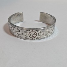 Gucci Sterling Silver Engraved Logo Cuff Bracelet Made in Italy — listing 5