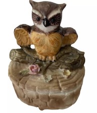 Figural Owl Porcelain Trinket Box with Gold Accents — listing 2