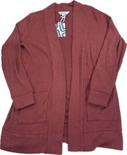 Market & Spruce Cable-Knit Button-Front Cardigan with Suede Elbow Patches, Size L — listing 6