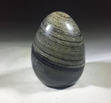 Carved Stone Decorative Eggs, Set of 2 (Cream Onyx/Alabaster & Red-Brown Marble) — listing 5