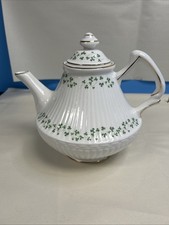Royal Tara Fine Bone China Small Teapot with Blue Floral Pattern and Gold Trim — listing 6