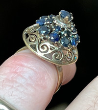 Adjustable Gold-Tone Cluster Statement Ring with Beaded Domed Top — listing 4