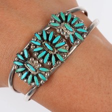 Zuni Petit Point Sterling Silver & Turquoise Cluster Stud Earrings, 0.75 inch Round No visible marks — listing 6