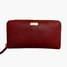 Kate Spade New York Lacey Zip-Around Continental Wallet in Black & Cream Stripe with Pink Rose Floral Print