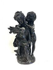 Auguste Moreau 'The Secret' Figural Sculpture of Two Children with Puppy — listing 5