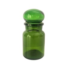 Vintage Emerald Green Glass Apothecary Storage Jar with Ground Glass Stopper Lid, Made in Italy — listing 3