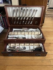 1847 Rogers Bros Silverplate Flatware Set in Original Wooden Chest (Mixed Patterns) — listing 3
