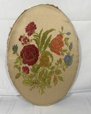Vintage Hand-Embroidered Floral Still Life on Black Fabric, Framed Under Glass — listing 2
