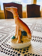 Pair of Staffordshire-Style Reclining Greyhound/Whippet Figurines on Cobalt Blue Bases — listing 4