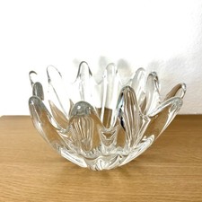 Heavy Clear Crystal Freeform Bowl / Votive Holder with Etched Signature — listing 3