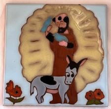Creazioni Luciano St. Francis of Assisi Hand-Painted Ceramic Art Tile, 8" x 4", Salerno Italy — listing 5