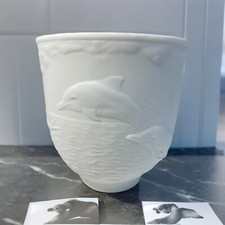 Lladró Porcelain Pair — 'Dolphins at Play' Votive Cup & Reclining Cherub Figurine — listing 6