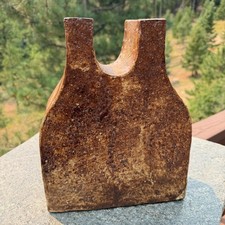 Studio Art Pottery Rectangular Slab-Built Vase with Abstract Textured Design — listing 6