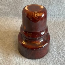 Vintage Brown Glazed Porcelain Power Line Insulator (~12 inch Circumference) — listing 6