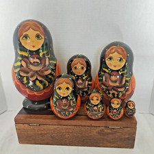 Russian Matryoshka Nesting Dolls, 5-Piece Set, Red with Pink Roses — listing 6
