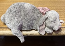 Resin Figurine of Sleeping Bunny/Bear in Polka-Dot Bed with Teddy Bear — listing 2