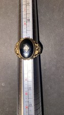 Men's Yellow Gold Nugget-Style Ring with Black Onyx and Diamond Cluster