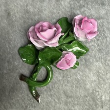 Herend Porcelain Yellow Rose Figurine on Leaves, 3 inch — listing 3
