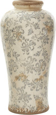 Pair of Decorative Resin Urns with Iridescent Glaze and Scrolled Finials — listing 2