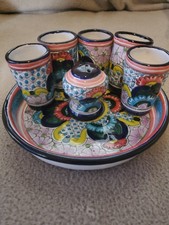 Mexican Talavera-Style Hand-Painted Tequila Pitcher and 6 Shot Glass Set — listing 6