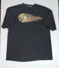 No Boundaries Flamin' Hot Flaming Skull Graphic T-Shirt, Black, Size L