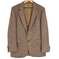 Vintage Harris Tweed Herringbone Sport Coat by Halborne Hall Brown, Grey/Brown, 2-Button — listing 5