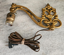 Antique Cast Metal Bridge Arm Floor Lamp with Victorian Fringed Silk Shade, 5 ft Tall — listing 6