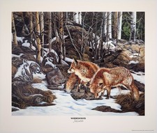 Judy Larson Signed Framed Wildlife Art Print - Appaloosa Horses in Birch Forest (Camouflage / Hidden Image) — listing 2