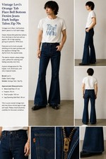 Vintage 1970s Levi's Bell Bottoms Orange Tab Denim Jeans, Deadstock with Original Hang Tag