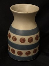 Vintage Takahashi Speckled Stoneware Sake Bottle Vase with Woven Rattan Medallion — listing 3
