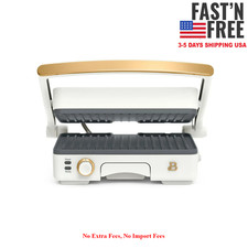 Beautiful by Drew Barrymore Electric Panini Press & Grill, Black Sesame with Gold Trim