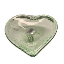 Vintage Green Art Glass Brides Basket with Applied Clear Twisted Handle and Ruffled Rim — listing 6