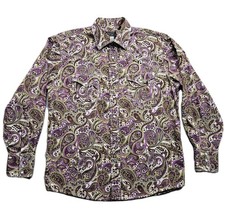 Resistol Men's Long Sleeve Button-Down Paisley Print Western Shirt with Orange Contrast Trim, Size 3XL — listing 2