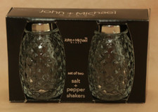John + Michael Glass Salt and Pepper Shaker Set, Clear Glass with Stainless Steel Tops, Boxed — listing 5