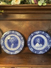 Estate Lot: Flow Blue Portrait Pitcher, Green Leaf Dish, Violet Rose Bowl & Norman Rockwell Porcelain Tankard — listing 5