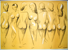Framed Original Pencil Drawing of Stylized Female Figure — listing 5