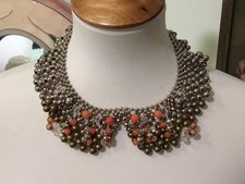 Pam Hiran Artisan Statement Bib Necklace with Turquoise, Carnelian & Mixed Metal Beads — listing 5