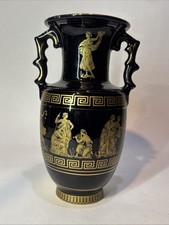 Greek Hand-Painted Cobalt Blue and 24K Gold Campana Urn Vase — listing 4